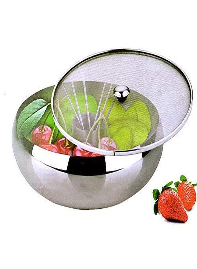 JGS Stainless Steel Net Cover for Patila Bowl Tope Vessel with Lid Multi Purpose Use Mesh Lids for Kitchen Restaurant (21CM Diameter, Silver) - Image 2