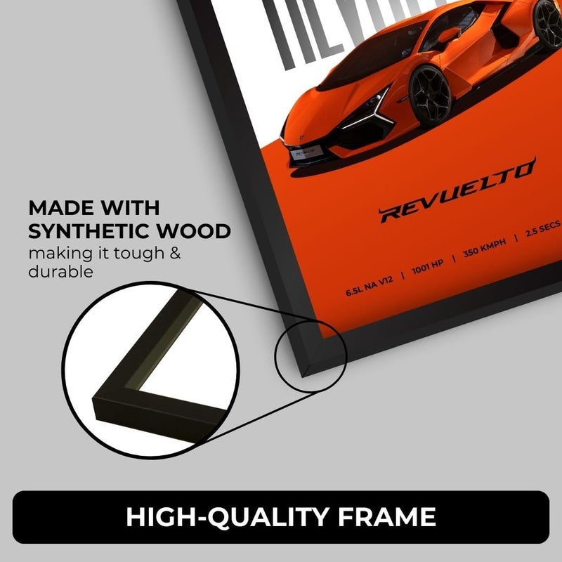 Funk You Lamborghini Revuelto Poster | Framed Lamborghini A4 Sized (31 x 23 cm) | Car Poster for Wall, Gift for Boys, Supercar Posters | Supercar Frames | Car Posters for Wall, Bedroom, Hostel, Study Room - Image 5