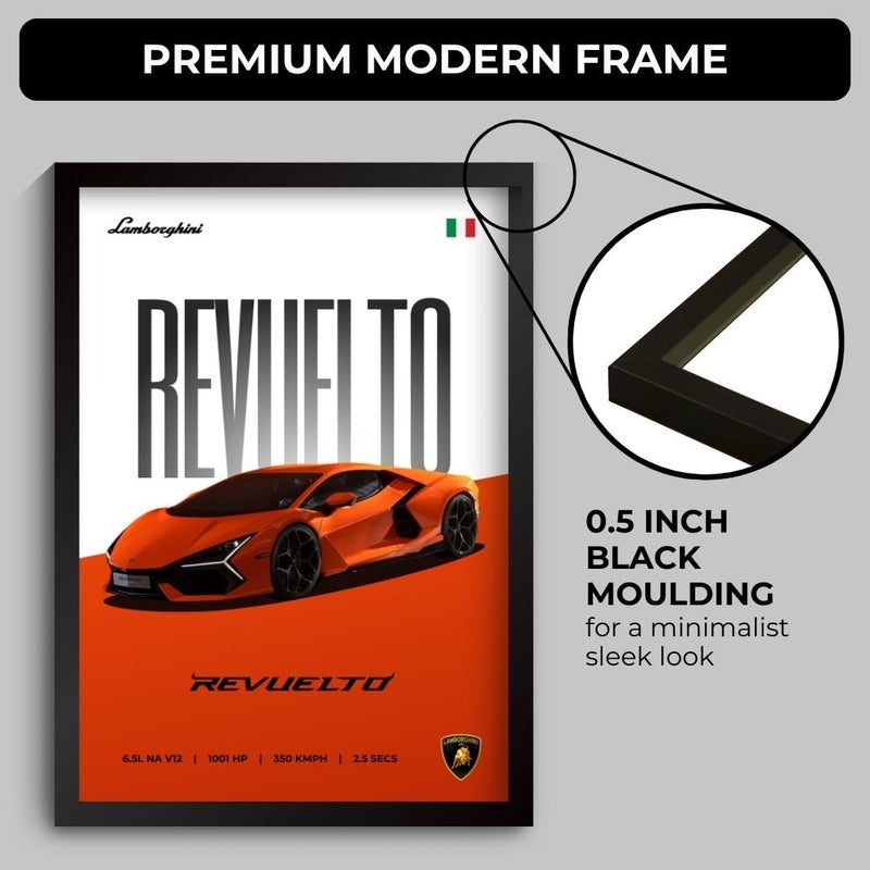 Funk You Lamborghini Revuelto Poster | Framed Lamborghini A4 Sized (31 x 23 cm) | Car Poster for Wall, Gift for Boys, Supercar Posters | Supercar Frames | Car Posters for Wall, Bedroom, Hostel, Study Room - Image 3