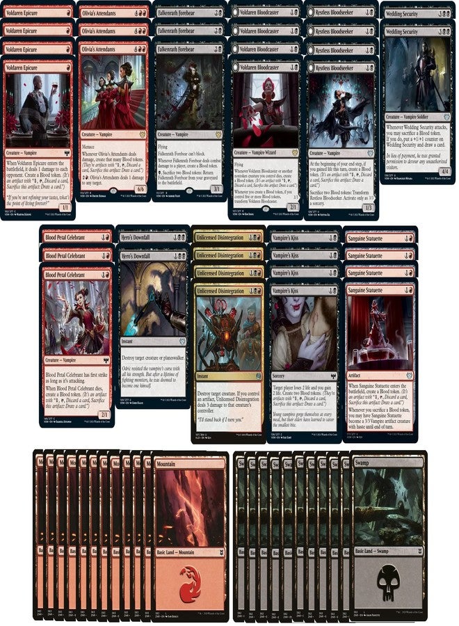 MTG Decks & More Compatible with Magic The Gathering: Elite Rakdos Vampire Blood Token Deck - Red Black - Very Powerful - Modern Legal - Custom Built - MTG - 60 Card!