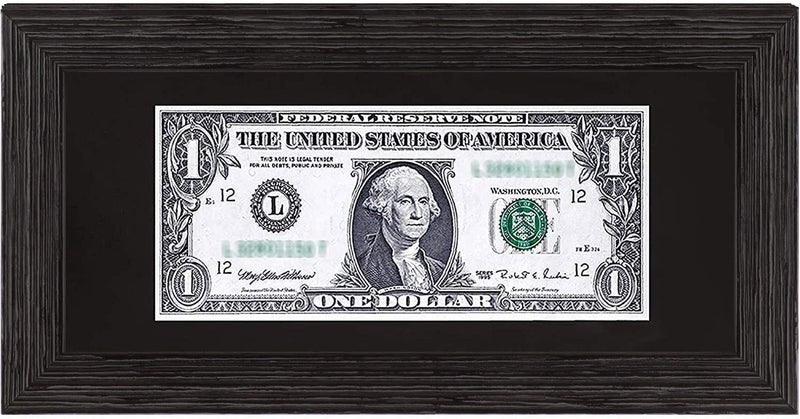 Space Art Deco, Dark Brown Textured Dollar Bill/License Holder Frame in Black Mat, Money/Check Holder, Tempered Glass, Easel Stand for Desk or D-Ring Hangers Wall Mounting Display (Set of 1) - Image 1