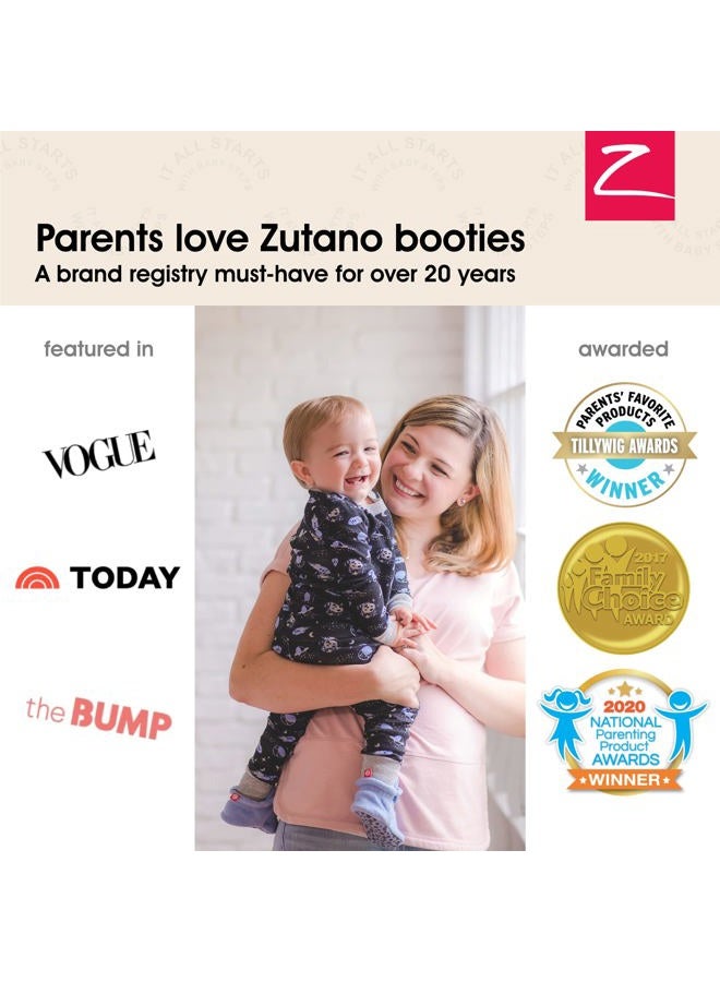 Zutano Unisex Organic Cotton Baby Booties, Stay-On and Non-Slip, Newborn to Toddler, Olive, 3 Months - Image 4