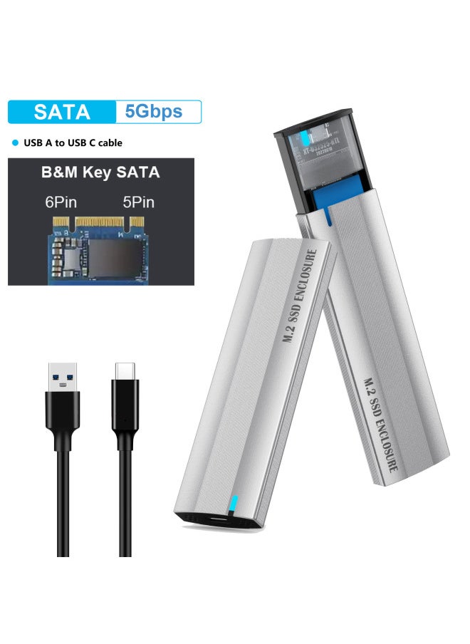 Generic Hot Sale M.2 NVME/SATA Solid State Hard Disk Box Private Model Aluminum Alloy SSD Mobile Hard Disk Box-Color:NGFF Silver  - Image 1