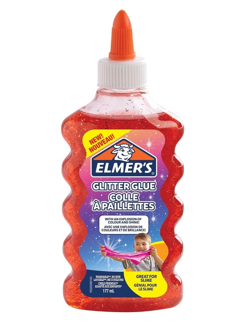 ELMER'S Washable Glitter Glue 177ml Red - Image 1