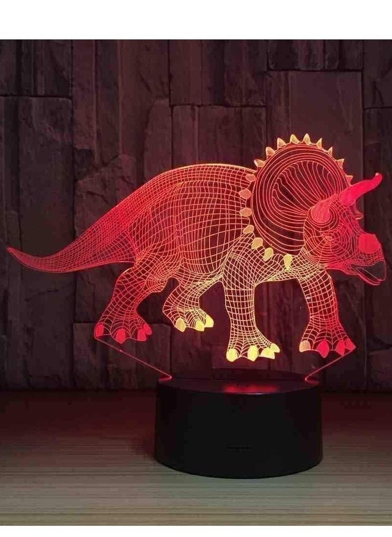 althiqahkey - 3D Lamp LED Night Lights Novelty Illusion LED Lamp USB Cable Birthday Party Herbivores Dinosaurs Gift - Image 1