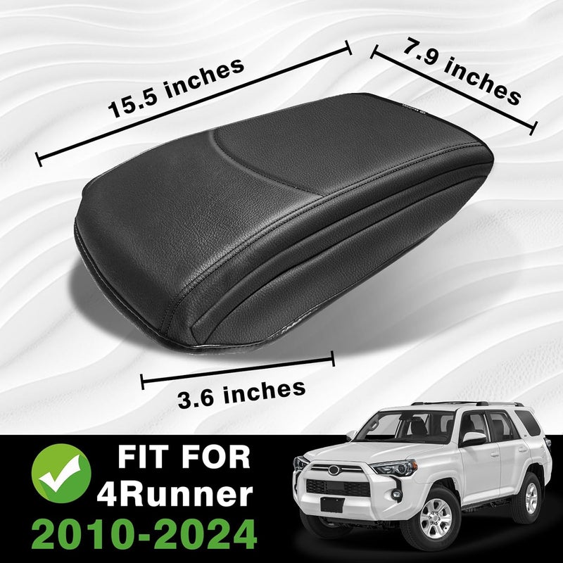 Muslogy Center Console Armrest Cover Fit for Toyota 4Runner 2010-2024 Accessories, Comfort Armrest Pad Console Lid Cushion Vegan Leather 1-Inch Extra Thick - Image 3
