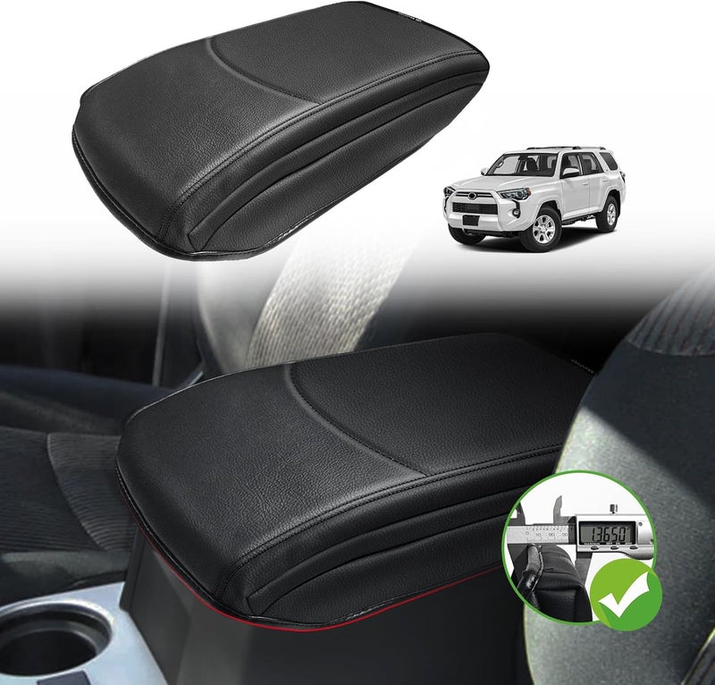 Muslogy Center Console Armrest Cover Fit for Toyota 4Runner 2010-2024 Accessories, Comfort Armrest Pad Console Lid Cushion Vegan Leather 1-Inch Extra Thick - Image 2