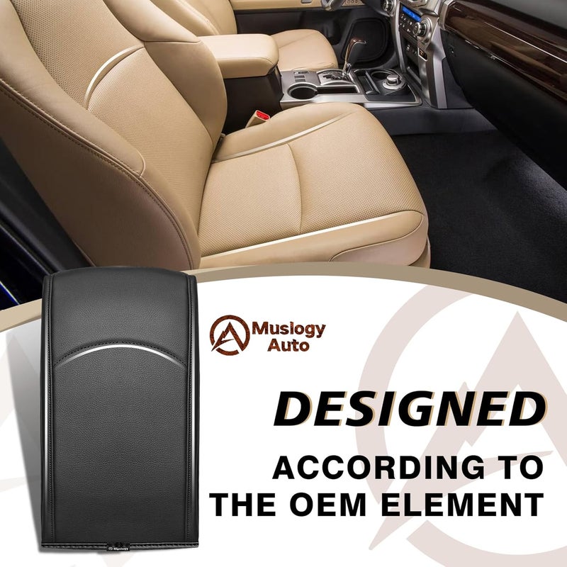 Muslogy Center Console Armrest Cover Fit for Toyota 4Runner 2010-2024 Accessories, Comfort Armrest Pad Console Lid Cushion Vegan Leather 1-Inch Extra Thick - Image 5