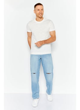 Asos Design Men Baggy Fit Wash Non-Stretchable Denim, Blue  - Image 2