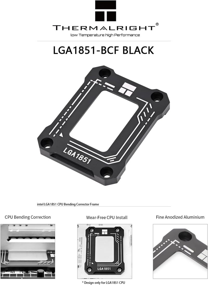 حامل وحدة المعالجة المركزية Thermalright LGA1851-BCF Black، دعامة ثابتة مضادة لانحناء وحدات المعالجة المركزية من إنتل من الجيل الخامس عشر، مصنوعة من سبيكة الألومنيوم - Image 2