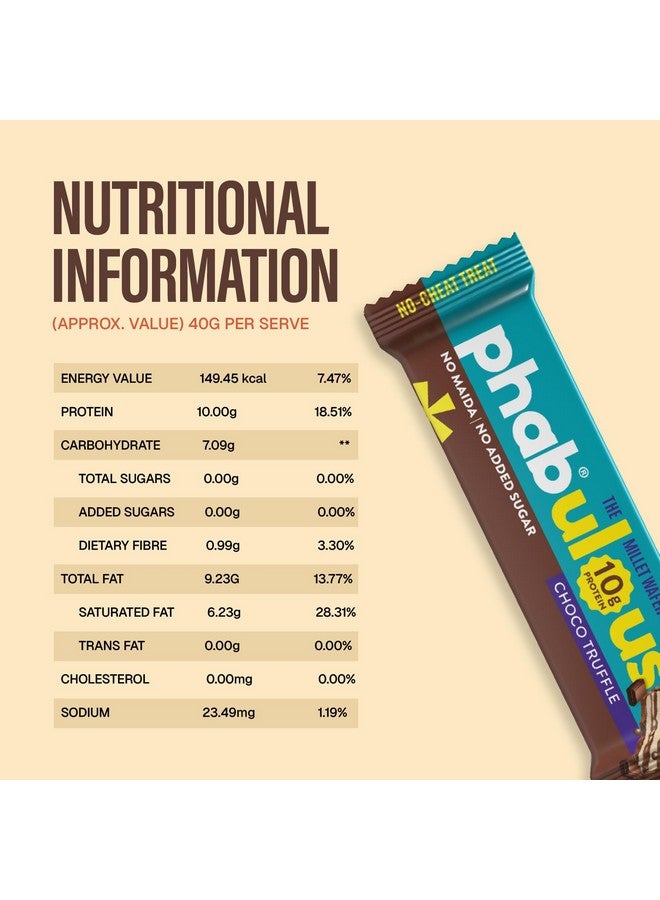 Phab Millet Wafers - Choco Truffle | 10g Protein | 0 Sugar, No Maida, No Preservatives, No Trans Fat | Millet Goodness (Bajra) | Gluten-Free Healthy Snack | Desk-to-Gym Snack | Pack of 10 - Image 5