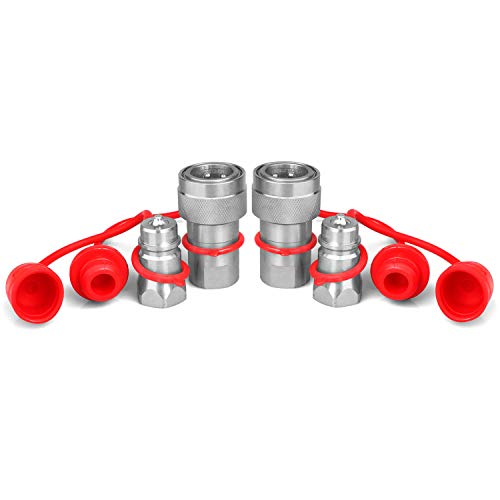 Zinger 1/2" Ag Hydraulic Quick Connect Tractor Couplers with Dust Caps,Poppet Pioneer Style ISO 5675 Hydraulic Quick Coupler 1/2" NPT Thread & ISO 5675 Body - Image 1