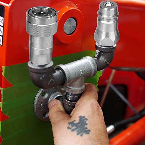 Zinger 1/2" Ag Hydraulic Quick Connect Tractor Couplers with Dust Caps,Poppet Pioneer Style ISO 5675 Hydraulic Quick Coupler 1/2" NPT Thread & ISO 5675 Body - Image 5