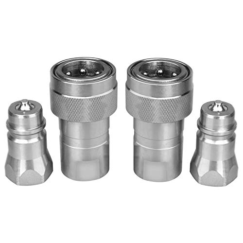 Zinger 1/2" Ag Hydraulic Quick Connect Tractor Couplers with Dust Caps,Poppet Pioneer Style ISO 5675 Hydraulic Quick Coupler 1/2" NPT Thread & ISO 5675 Body - Image 2