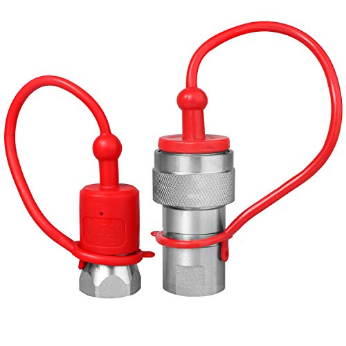 Zinger 1/2" Ag Hydraulic Quick Connect Tractor Couplers with Dust Caps,Poppet Pioneer Style ISO 5675 Hydraulic Quick Coupler 1/2" NPT Thread & ISO 5675 Body - Image 4