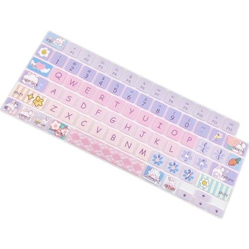 DSINFOYO Cute Silicone Keyboard Cover for 2021-2024 MacBook Air 13.6" 15" A2941 A3114 A2681 A3113, MacBook Pro 14" 16" A2442 A2779 A2918 A2992 A2485 A2780 A2991 A3112 A3401 A3406 M4 M3 M2 M1 Max,Cute Bunny - Image 2