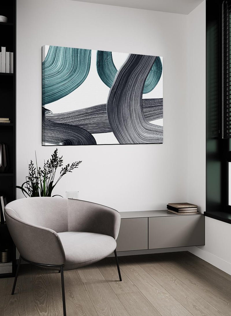 لوحة كانفاس على إطار خشبي بتصميم نمط فني منحنيات - Image 1