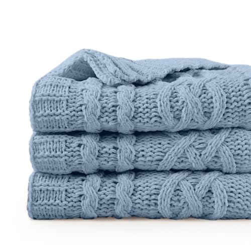 Battilo Bluish Grey Throw Blanket for Couch51x67 Super Soft Warm Cozy Chenille Knit Blankets for Bed Sofa Chair Gift Texture Decorative Boho Blanket for Living Room Dusty Blue - Image 3