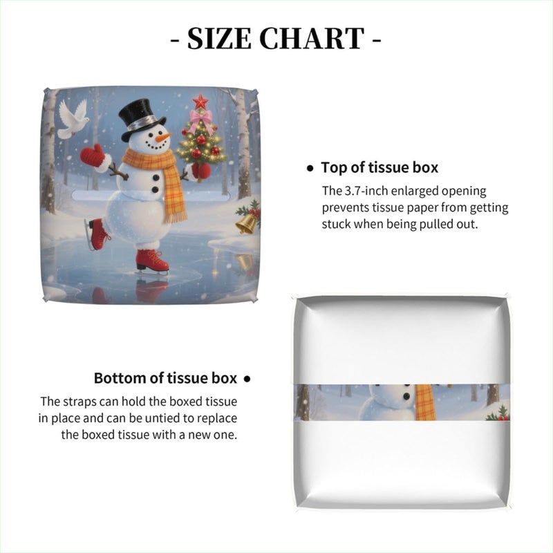 Snowman Figure PU Leather Square Tissue Box Cover - Colorful Decorative Holder for Car, Bathroom, Bedroom & Desk - Image 5