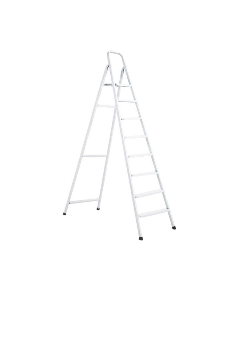 ROBUSTLINE Robustline Heavy Duty Steel Ladder, Ultra Stable Folding Ladder. (9 Step, White)  - Image 1