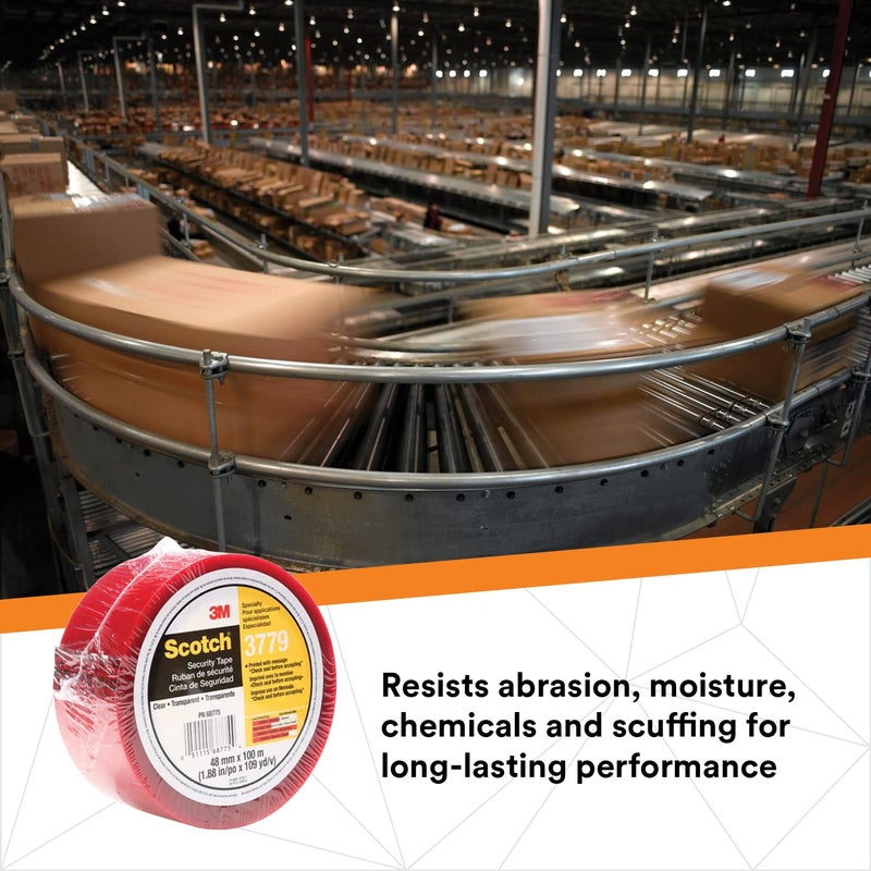 3M Scotch Security Message Box Sealing Tape 3779, Clear, 48 mm x 100 m, 1 Roll, Individually Wrapped Conveniently Packaged - Image 4