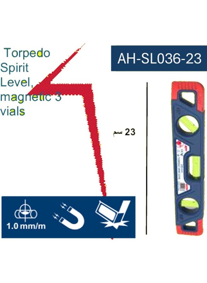 ميزان تسوية طوربيد مغناطيسي 23 سم بثلاث قارورات، AH-SL036-23