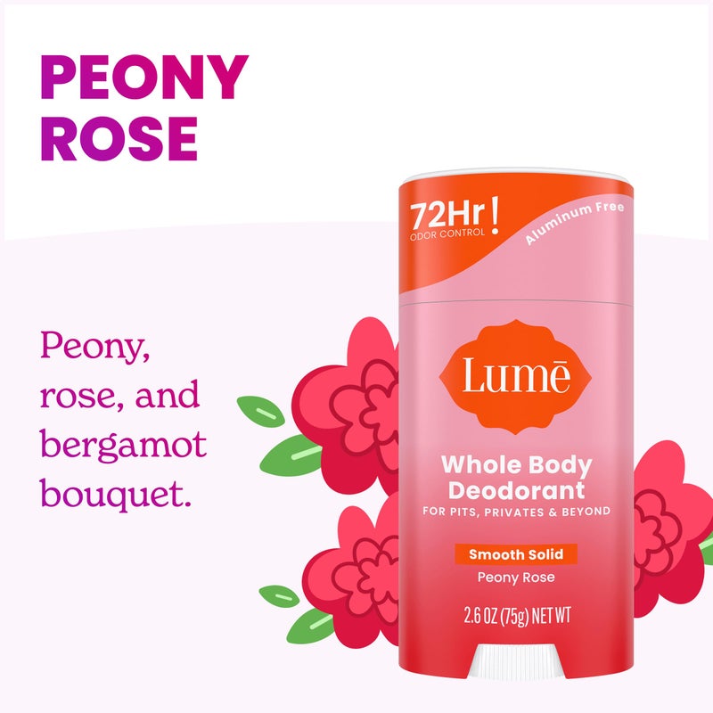 Lume Whole Body Deodorant - Smooth Solid Stick - 72 Hour Odor Control - Aluminum Free, Baking Soda Free and Skin Safe - 2.6 Ounce (Pack of 2) (Peony Rose) - Image 4