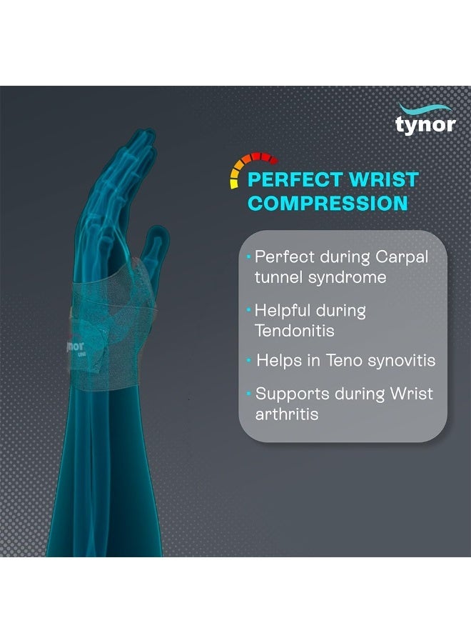 TYNOR Wrist Brace with Thumb, Support for Pain Relief & Stabilization | Lightweight & Breathable Wrist Support for Arthritis, Sprains, Tendonitis, Carpal Tunnel | Universal Fit (Grey, 1 Unit) - Image 3