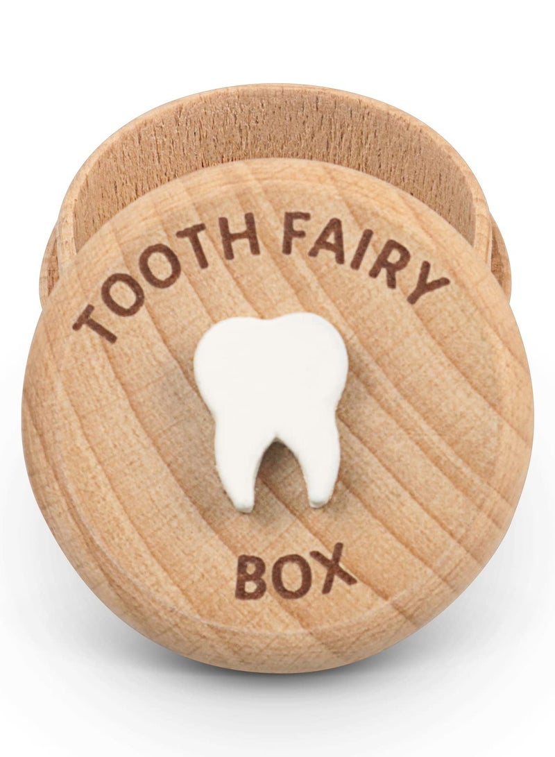 SOLARAE Tooth Fairy Box for Kids Keepsake, Baby Tooth Holder, Wooden Saver Organizer, Storage Box for Baby, Toddlers, Boys, Girls, Lost Teeth Birthday Present - Image 1