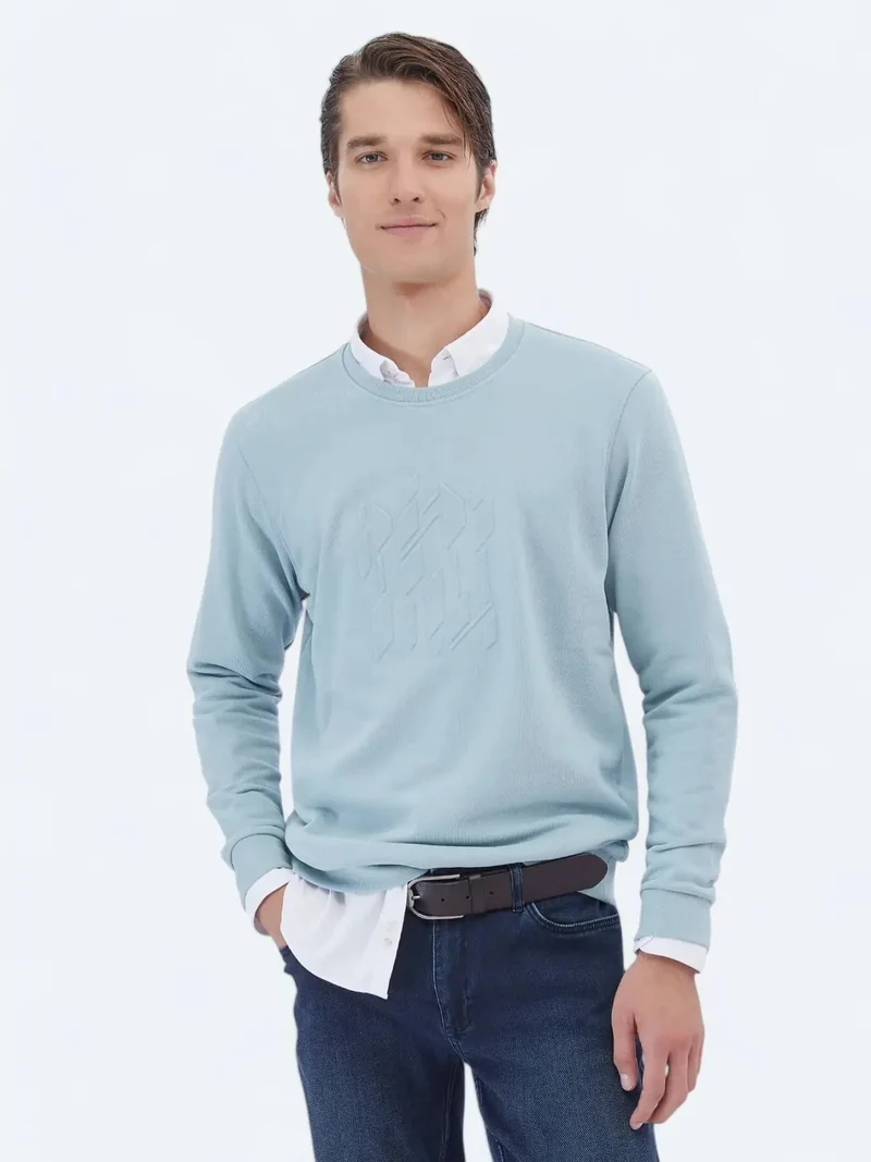 Kip Mint Crew Neck Printed Sweatshirt