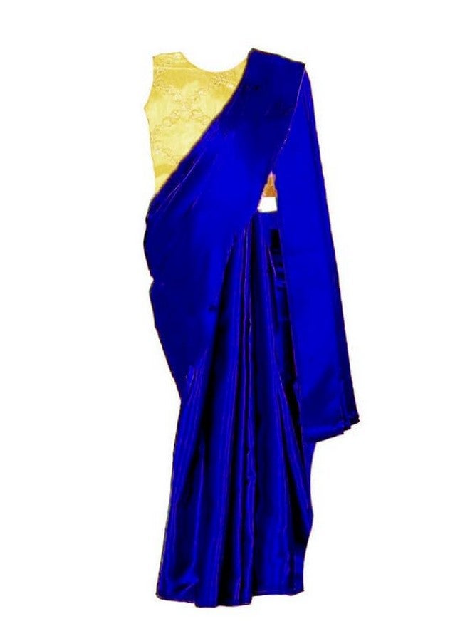 HIBA CREATIONS HIBA CREATIONS Baby girl Royal blue satin saree with golen embriodary blouse 6-7 Years - Image 3