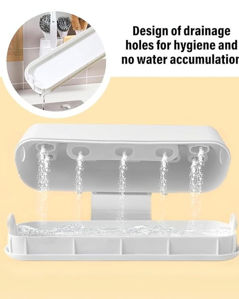 Premsons ® 6-Piece Kitchen Cleaning Brush Set with Handles & Drainage Base – Includes Pot, Bottle & Crevice Brushes – Hangable Dish Brush Set for Sinks, Countertops, Pots & Pans - Image 4