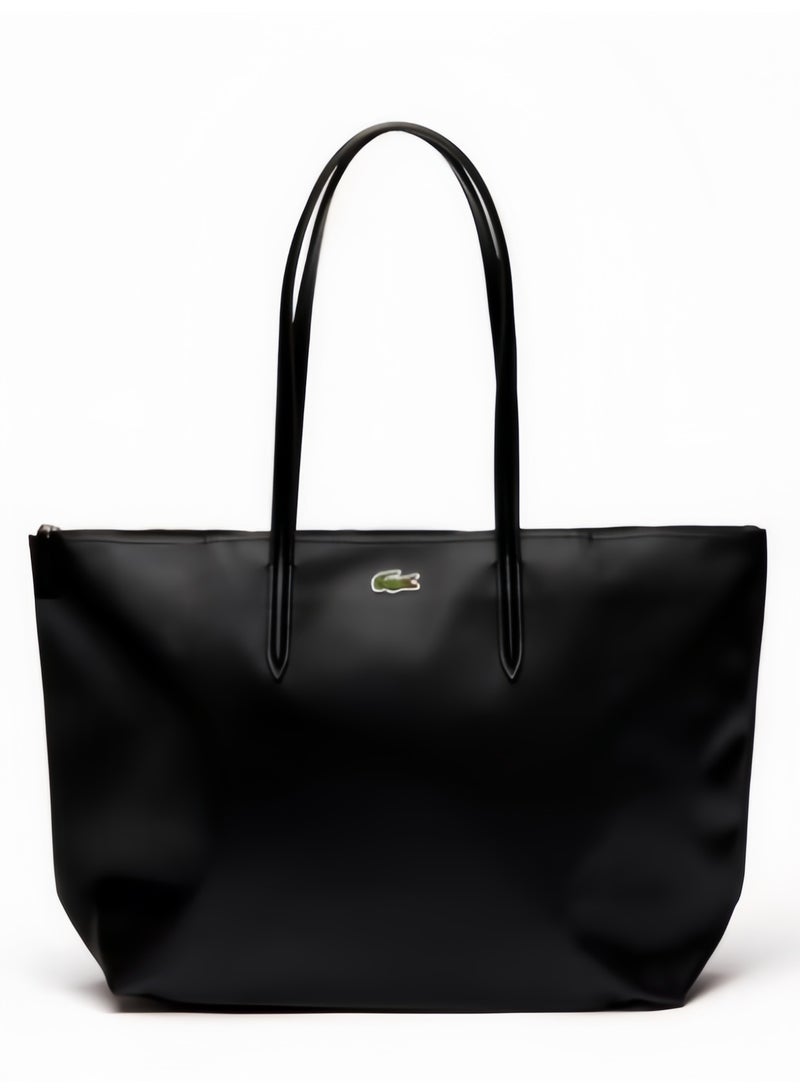 لاكوست حقيبة لوي كوت نسائية L12.12 كونسبت للأزياء متعددة الاستخدامات بسعة كبيرة وحجم كبير بسحاب وحمل باليد أو على الكتف، حقيبة توت كبيرة باللون الأسود مقاس 35 سم * 30 سم * 14 سم - Image 1