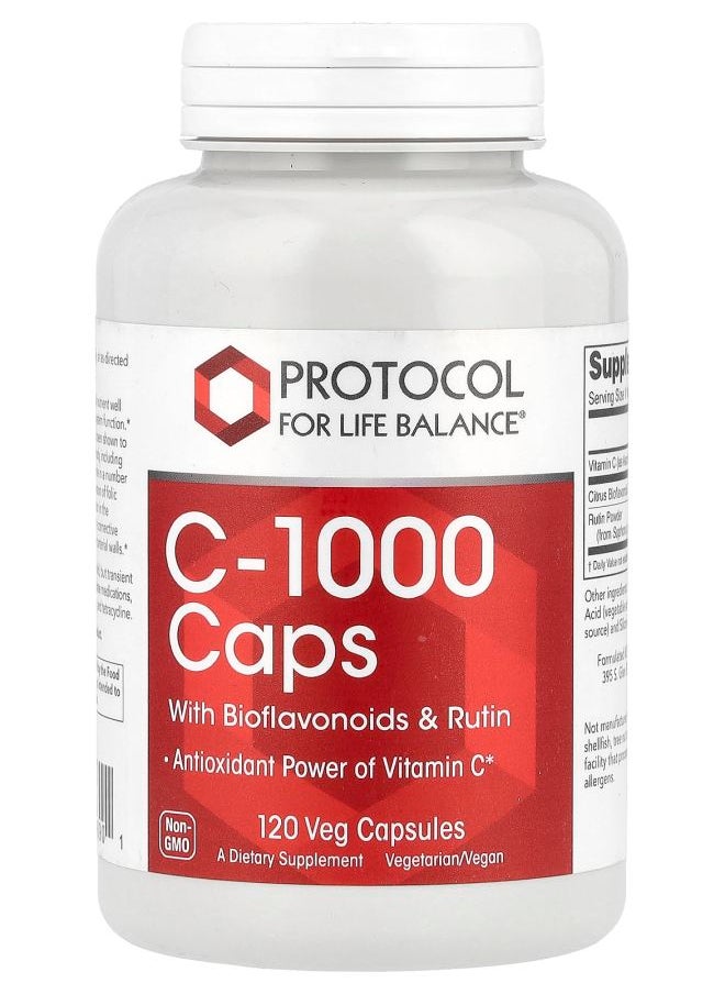 Protocol For Life Balance C-1000 Caps with Bioflavonoids & Rutin 120 Veg Capsules  - Image 1