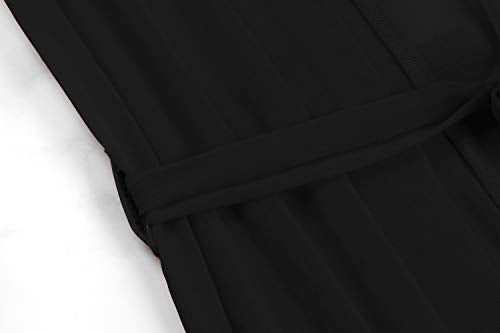 Pink Queen Women's Long Sleeve Flowy Maxi Bathing Suit Swimsuit Tie Front Robe Cover Up Black S - Image 5