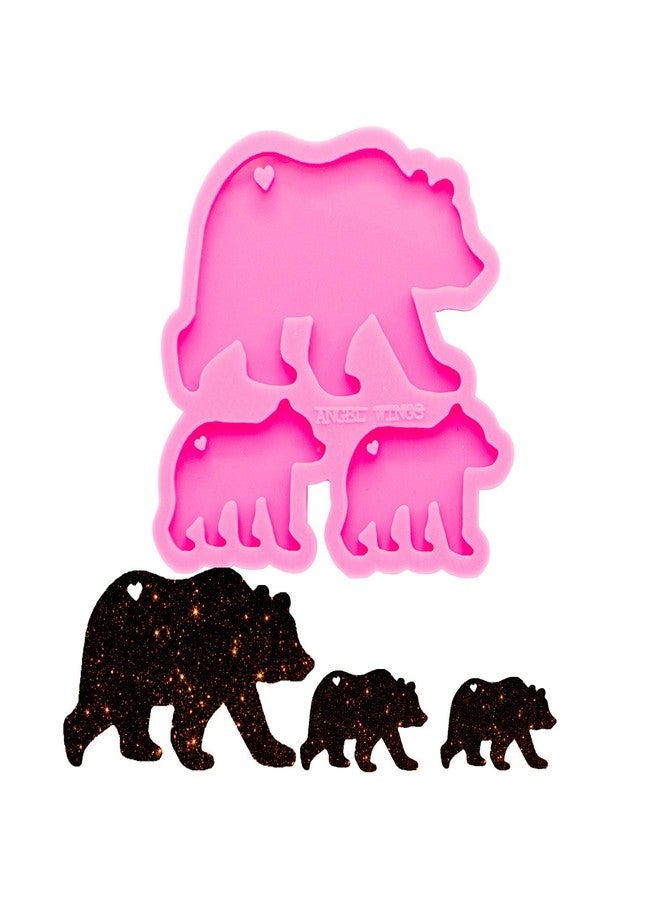 Angel Wings Super Glossy Bear Family Mold Mother and Baby Silicone Molds DIY Epoxy Resin Keychains Mould Custom Keychain Polymer Clay Moulds Earring Resin Mold - Image 1