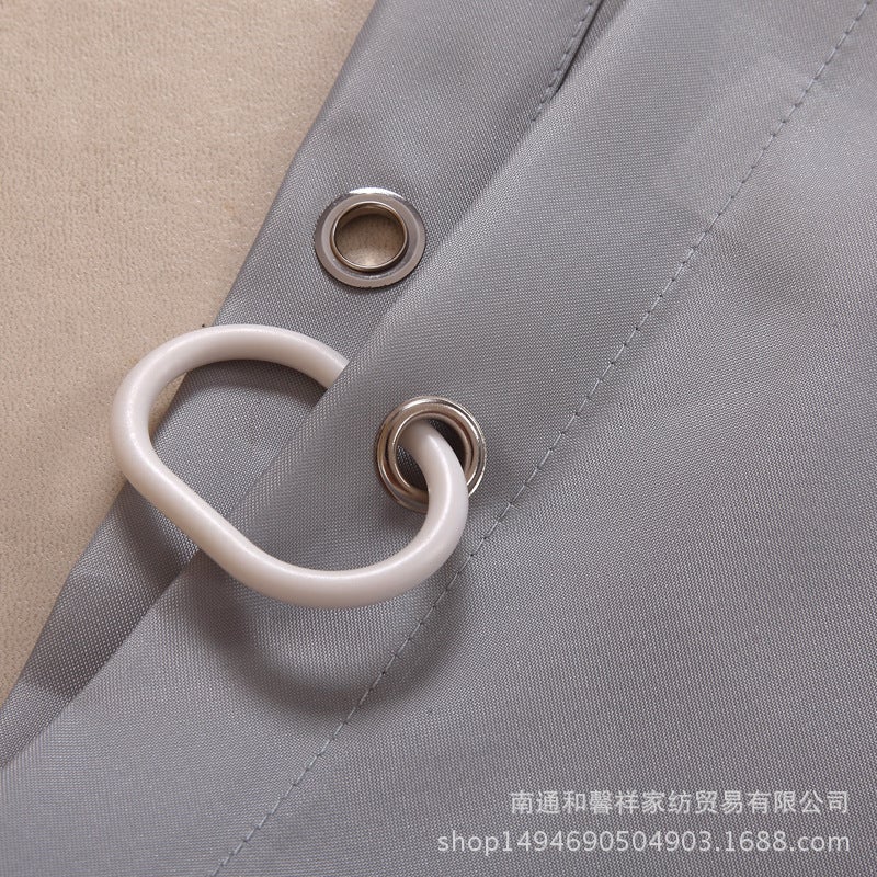 general Gray Polyester Shower Curtain Waterproof Thickened Bathroom Fabric with Hooks - Image 5