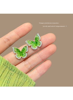 Generic Elegant Mint Manbo Stud EarringsGreen Crystal Butterfly Stud Earrings Green Crystal Butterfly Stud Earrings 