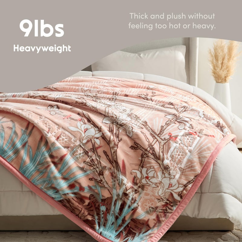 Nestl Korean Mink Blanket Queen Size - 9 Lbs Velvet Fleece Korean Blanket - 2 Ply Warm & Thick Winter Blanket - Wrinkle & Fade Resistant - 79 x 94 Inches (Peach) - Image 4