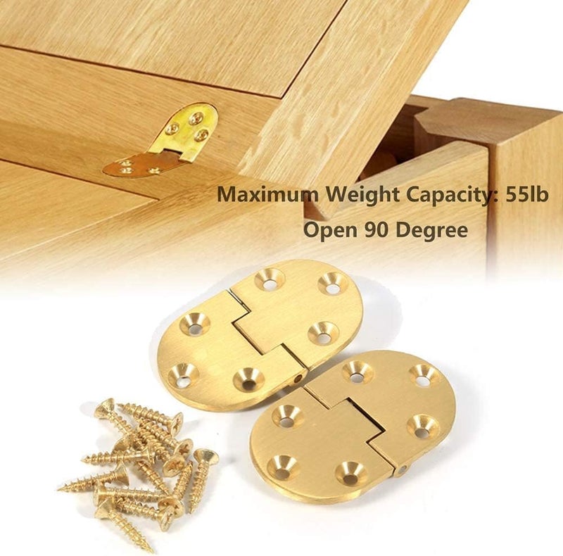 klarako 2Pcs Butler Tray Hinge, Brass Desk Drawer Hinges, 2-1/2"x1-1/2" with Screws Folding Flap, Roll Top Desk Hinges, Drop Front Desk Hinge - Image 2