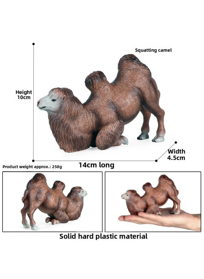 Solid Simulation Wild Animal Model Toy Camel Bimodal Camel Desert Camel Children's Cognitive Ornaments-Color:JZ-Brown Squat Camel - Image 1