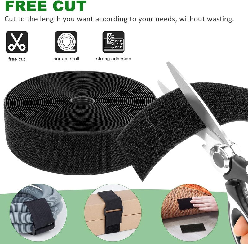 Bennort Hook and Loop Straps with 25 Buckles, Adjustable Velcro Ties for Cable Cord & Wire Organizer, Multipurpose Hook & Loop Securing Fastener Ties, Free Cut Length, Reusable Cinch Strap(5M x 1IN) - Image 2