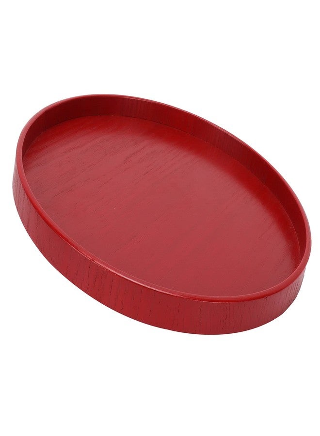Srliya Red Round Wooden Plate 24cm, Food Grade Serving Tray for Fruit, Snacks, Cutlery - Durable MDF Wooden Board for Kitchen, Home, Café, Restaurant - Image 3