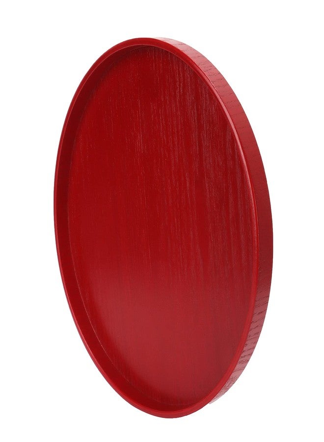 Srliya Red Round Wooden Plate 24cm, Food Grade Serving Tray for Fruit, Snacks, Cutlery - Durable MDF Wooden Board for Kitchen, Home, Café, Restaurant - Image 4