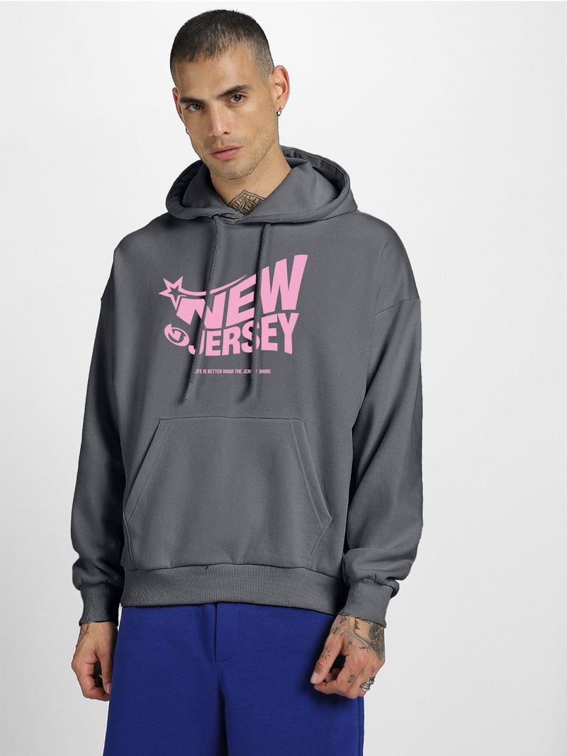 Veirdo® Polycotton Spun Oversized Fit Hooded Sweatshirt Full Sleeves Front Chest Graphic Printed Drop Shoulder Jumper Hoodie for Men (OS_HD_VD_NJ_GP_L) - Image 3