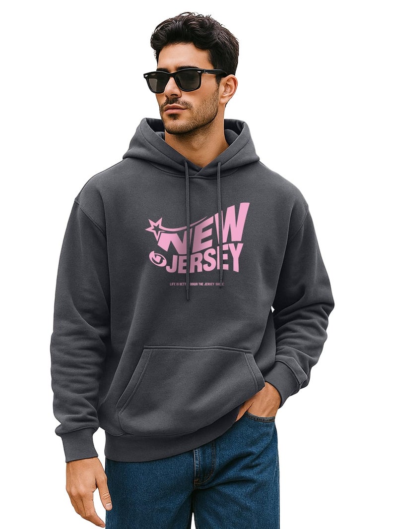 Veirdo® Polycotton Spun Oversized Fit Hooded Sweatshirt Full Sleeves Front Chest Graphic Printed Drop Shoulder Jumper Hoodie for Men (OS_HD_VD_NJ_GP_L) - Image 1