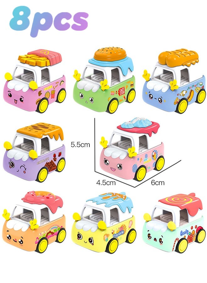 هالامودو 8 قطعة يموت صب الوجبات السريعة حلوى سبيكة مجموعة السيارات - سبيكة صغيرة لعبة المركبات مع برجر، الآيس كريم، الكعكة والدونات تصاميم - وظيفة سحب-العودة، تفاصيل واقعية - للأطفال في الأعمار 3+، البنات والفتيان - هدية عيد ميلاد، الحفلة المفضلات - Image 1