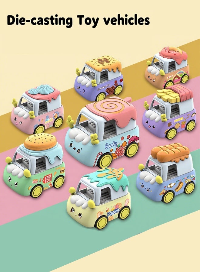 هالامودو 8 قطعة يموت صب الوجبات السريعة حلوى سبيكة مجموعة السيارات - سبيكة صغيرة لعبة المركبات مع برجر، الآيس كريم، الكعكة والدونات تصاميم - وظيفة سحب-العودة، تفاصيل واقعية - للأطفال في الأعمار 3+، البنات والفتيان - هدية عيد ميلاد، الحفلة المفضلات - Image 5