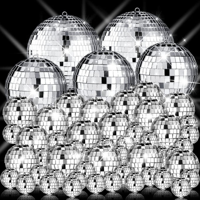50 PCS DISCO BALLS DECORATION MIRROR DISCO BALLS SILVER HANGING DECORATIONS REFLECTIVE DANCE AND MUSIC FESTIVALS FOR DIY HALLOWEEN CHRISTMAS STAGE HALL PROP 122324