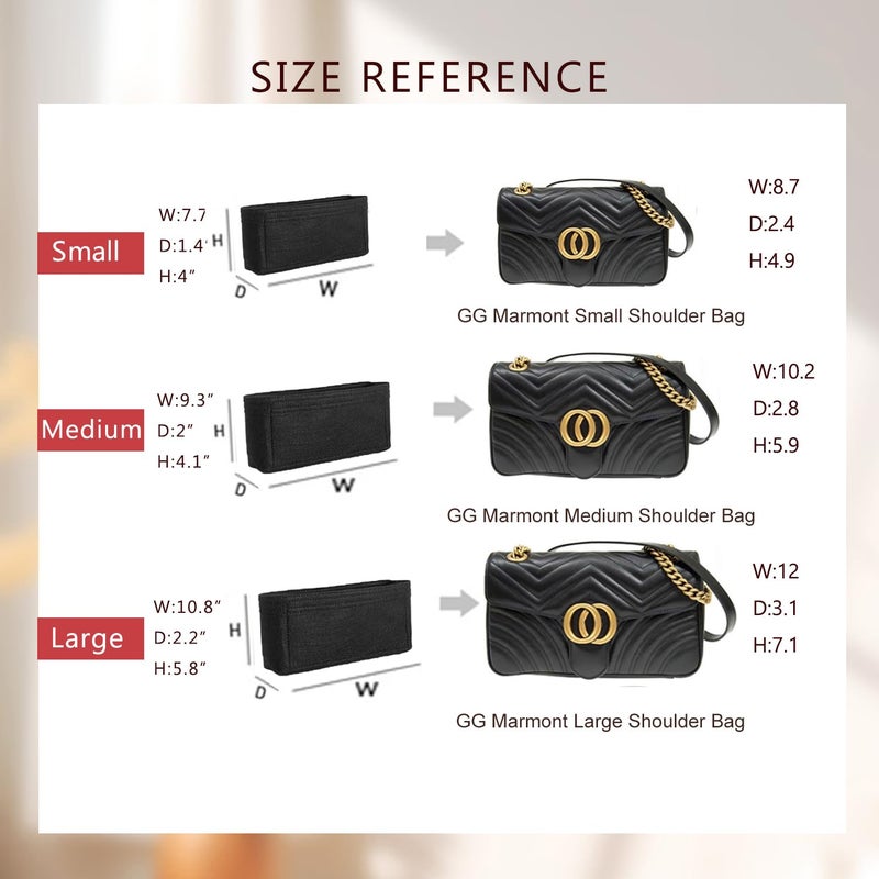 Doxo Purse Organizer Insert Compatible with GG Marmont Small Shoulder Bag, Custom Fit Inside Premium Bag Organizer Lightweight Purse Insert with Zipper, Handbag & Tote Shaper, Black/S - Image 2
